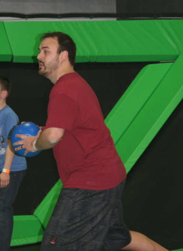 Dad Playing Trampoline Dodgeball